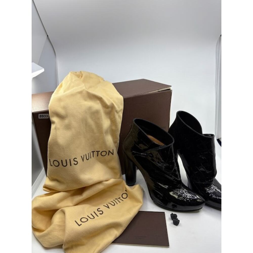 Louis Vuitton Delft Cornelia Croc Patent Leather Ankle Boots Black Size 38.5 - Picture 3 of 14